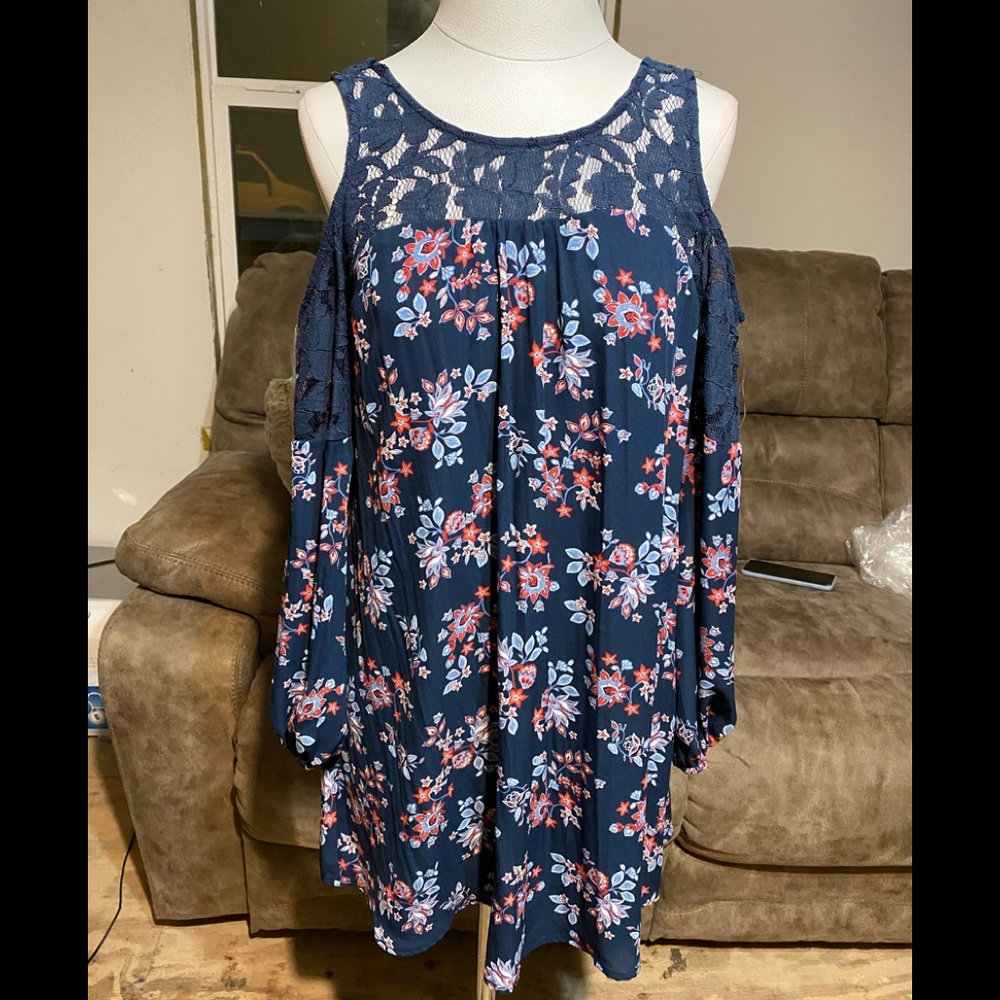Trixxi Clothing Company Blue Lace Floral Dress